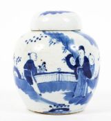 A Chinese porcelain blue and white ginger jar and cover, 19th century,