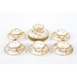 A Crescent China porcelain five piece part tea service, circa 1910, printed brown marks,