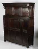 An oak court cupboard, incorporating some earl wood,