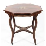 An Edwardian rosewood inlaid occasional table, shaped octagonal form,