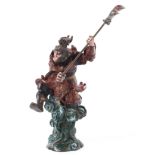 A Japanese coloured bronze monkey warrior, probably Meiji,