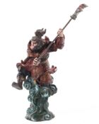 A Japanese coloured bronze monkey warrior, probably Meiji,