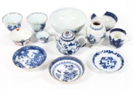 A collection of Chinese porcelain blue and white teawares, 18th/19th century,