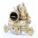 A Continental late 19th century gilt-metal striking mantel clock,