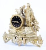 A Continental late 19th century gilt-metal striking mantel clock,