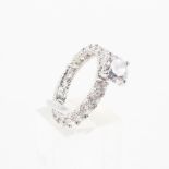 A sterling silver dress ring principally set with a 7.