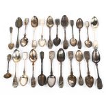 A large selection of assorted silver spoons, tea spoons and others,