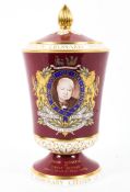 A Spode Winston Churchill commemorative claret ground vase and cover, 20th century,