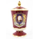 A Spode Winston Churchill commemorative claret ground vase and cover, 20th century,