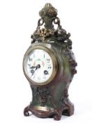 A French 'bronzed' metal striking mantel clock, late 19th century,