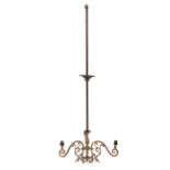 A large gilt metal ceiling light or electrolier,