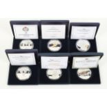 Silver coins - six proof 5oz collectors coins.