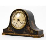 A Hamburg American Clock Company, lacquered Napolean's hat shaped mantel clock,