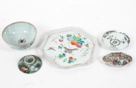 A Chinese Export famille rose hexagonal stand and other items of Chinese Export porcelain,