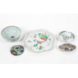 A Chinese Export famille rose hexagonal stand and other items of Chinese Export porcelain,