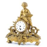 A French gilt metal mantel clock, late 19th century