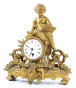 A French gilt metal mantel clock, late 19th century