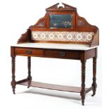 A Victorian walnut marble topped washstand,