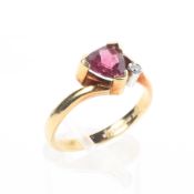 An 18ct gold Rubelite Tourmaline and diamond ring,