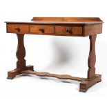 A late 19th century oak wash stand, with galleried top and three frieze drawers,