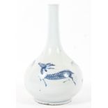 A Korean porcelain blue and white bottle vase, 19th century,