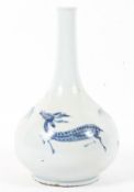 A Korean porcelain blue and white bottle vase, 19th century,