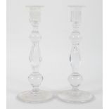 A pair of baluster glass candlesticks, 20th century,