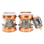 A pair of copper masthead lights, marked Meteor to the reverse,