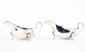 A pair of sterling silver sauce boats by Barker Brothers Silver Ltd, Birmingham, 1936, 6.0ozt.