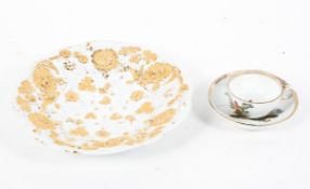 A Meissen (Marcolini) tea cup and saucer and a later moulded dish, circa 1790,