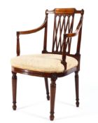 An Edwardian mahogany armchair, in the neo-classsical style,