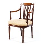 An Edwardian mahogany armchair, in the neo-classsical style,