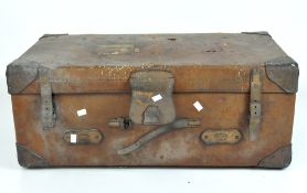 An early 20th century leather travel trunk by Bracher's of Bristol,