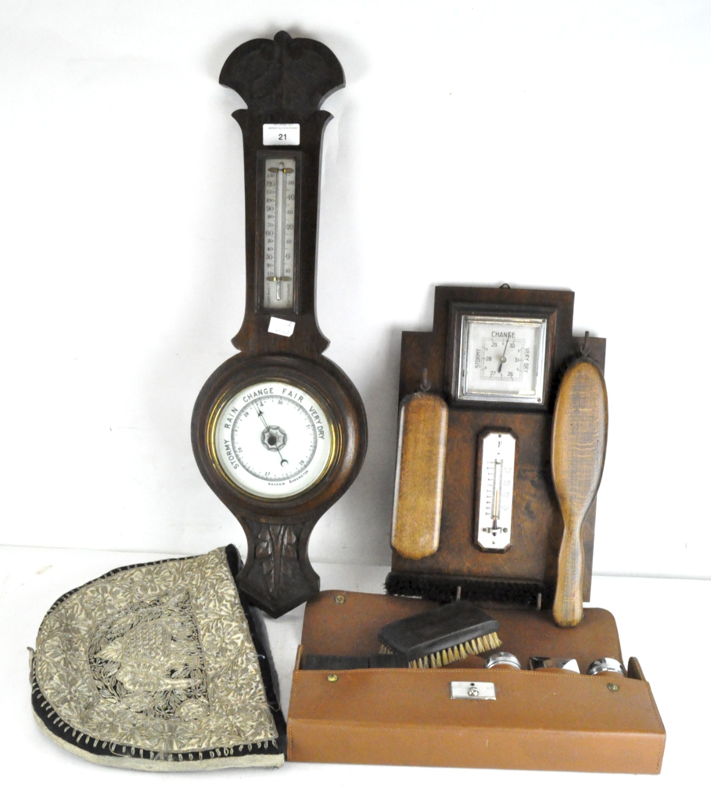 Two 20th century barometers and other items