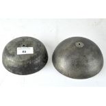 Two cast metal bell ends,