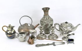 A selection of silver plated and other metalware,