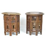 Two carved Eastern folding occasional tables, 20th century,