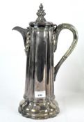 A large 19th century electroplated lidded wine ewer with ribbed design by Henry Wilkinson & Co Ltd.