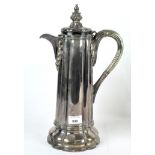 A large 19th century electroplated lidded wine ewer with ribbed design by Henry Wilkinson & Co Ltd.