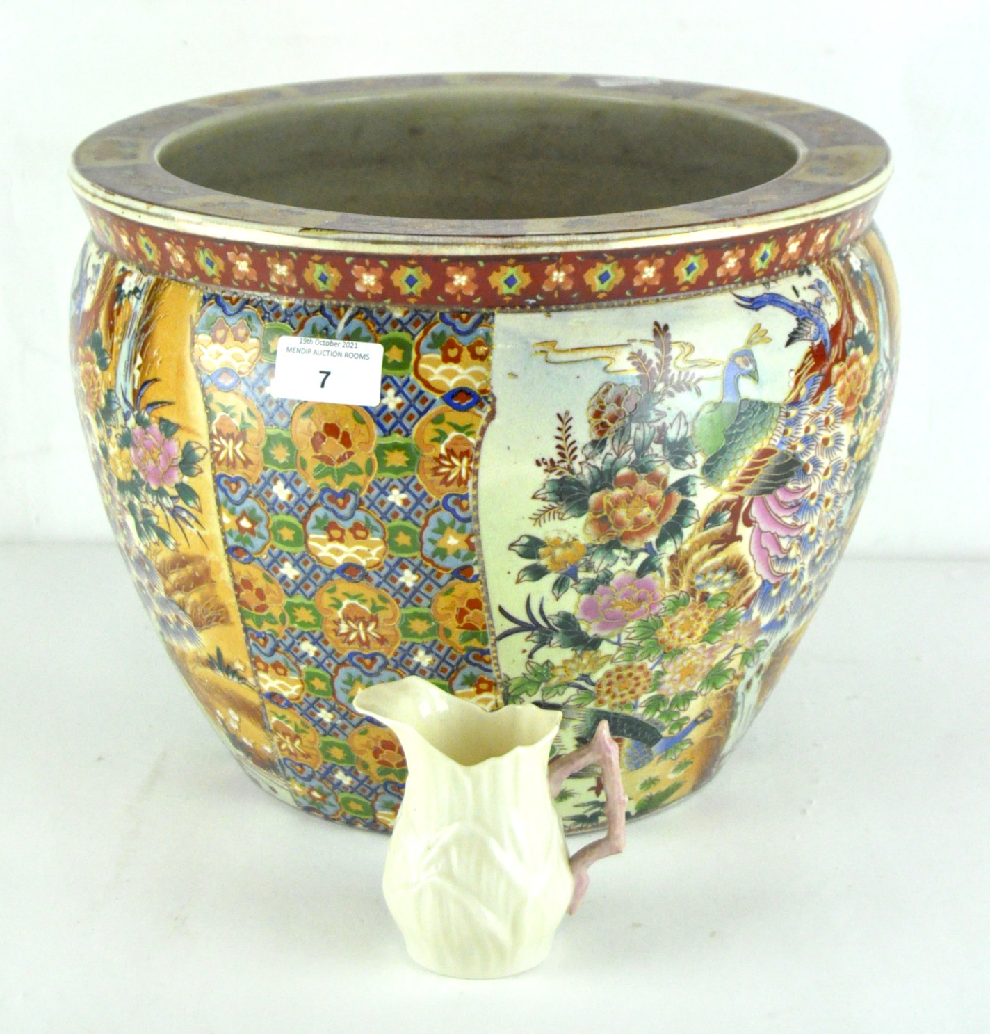 An early 20th century Great Western Collection jardiniere fish bowl together with a small beleek jug