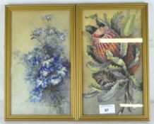 A pair of 20th century watercolours, each depicting floral scenes, one signed N Wager,