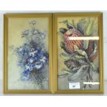 A pair of 20th century watercolours, each depicting floral scenes, one signed N Wager,