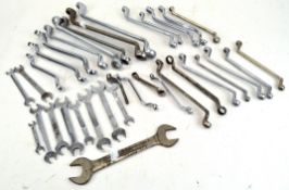 A collection of Whitworth spanners and tools,