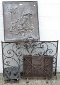 A selection of antique metal fire guards and screens,