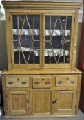 A late 19th century pine display cabinet dresser,