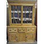 A late 19th century pine display cabinet dresser,