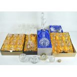 Two boxed sets of Cathedral Crystal glasses and two decanters, together with liqueur glasses,