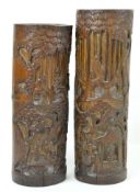 Two Chinese bamboo brushpots, probably late 19th/early 20th century,