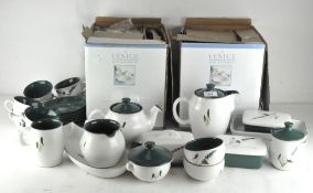A collection of Denby 'Greenheart' ceramics including tea and coffee pot, butter dish,