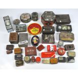 A collection of vintage advertising tins, including Oxo,